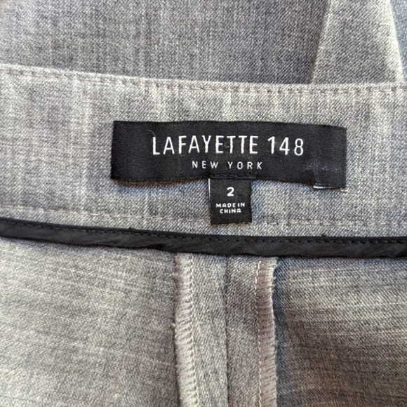 LAFAYETTE 148 Women's Bleecker Virgin Wool Blend Light Grey Career Pants (2) - Picture 3 of 5